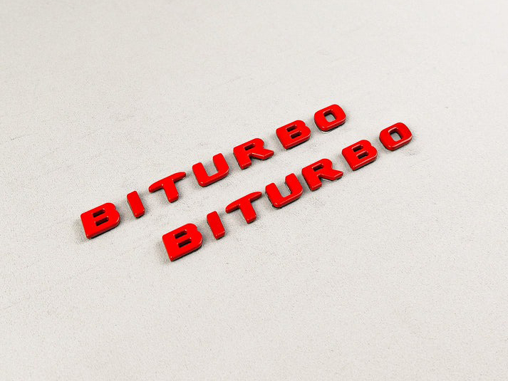 Mercedes S E C G GT Brabus Biturbo Red Metal Emblem Logo Badges Set